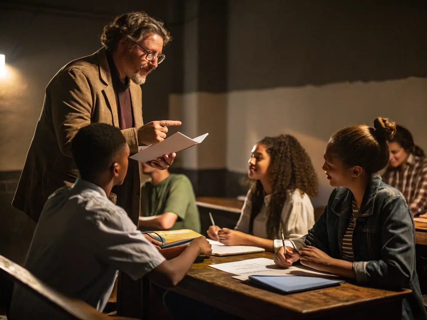 A classroom setting where participants are learning about legal rights and ethical responsibilities related to self-defense, emphasizing community safety.